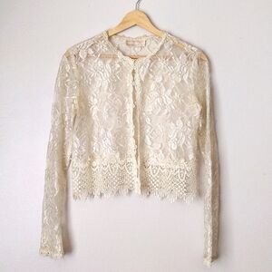 Jessica McClintock Cream Lace Cardigan